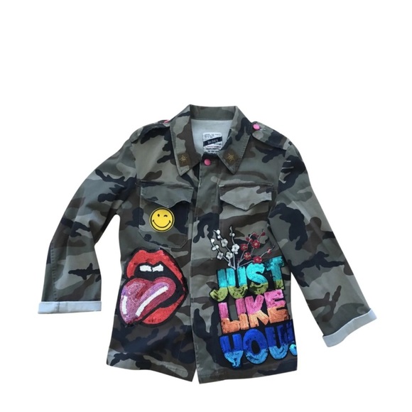 History Repeats Army Jacket size 10 Multi-color pattern, Made in ITALY - Picture 1 of 11